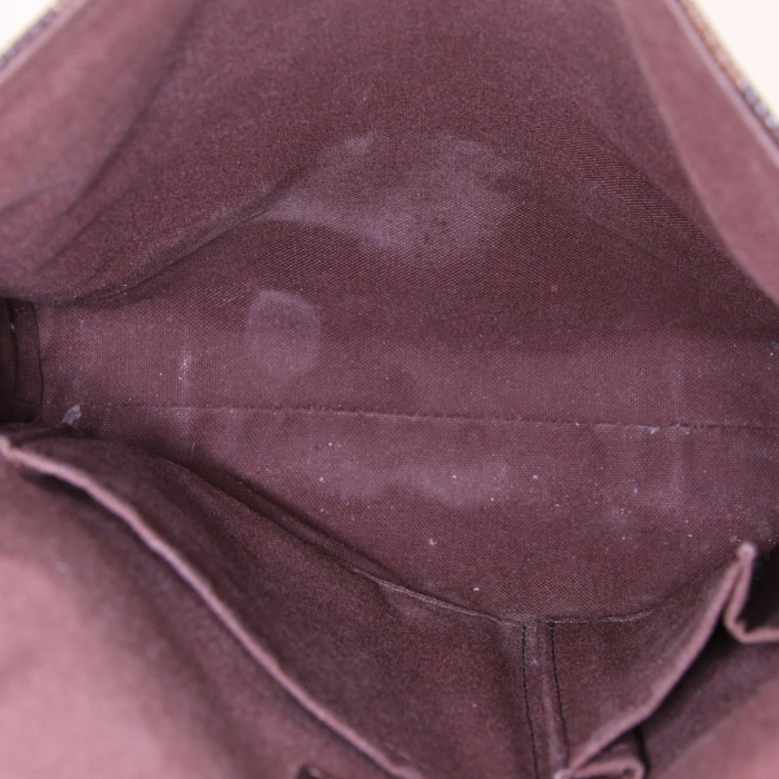 Bolso bandolera Louis Vuitton Messenger en lona a cuadros ébano y cuero marrón - Detail D2