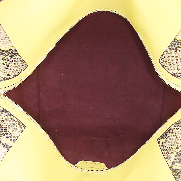 Stella McCartney handbag in brown canvas and yellow canvas - Detail D2