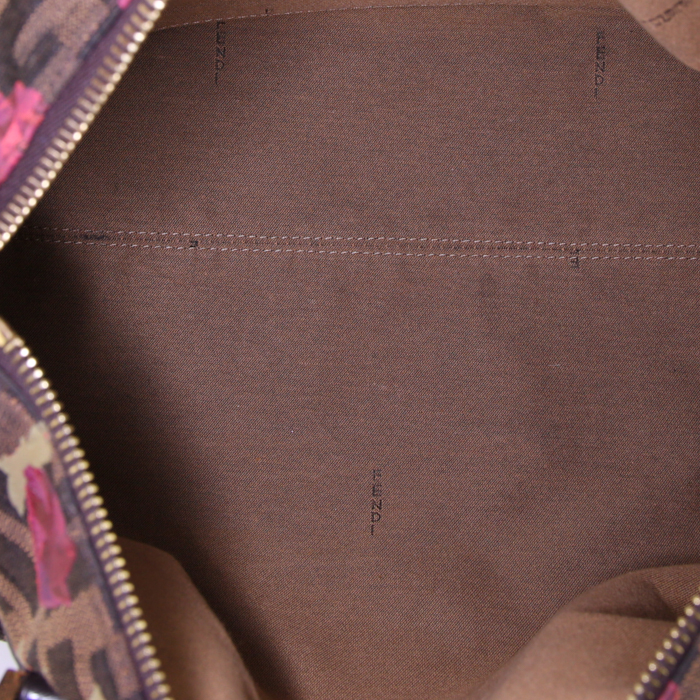 Sac à main Fendi Boston en toile monogram marron et cuir marron - Detail D2