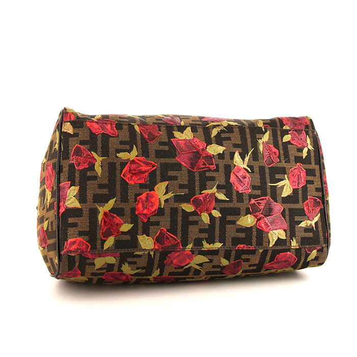 Bolso de mano Fendi Boston en lona Monogram marrón y cuero marrón - Detail D4