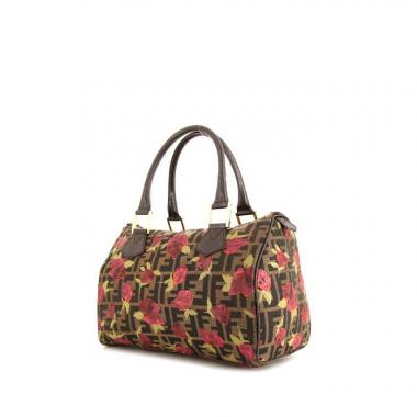 Sac à main Fendi Boston en toile monogram marron et cuir marron