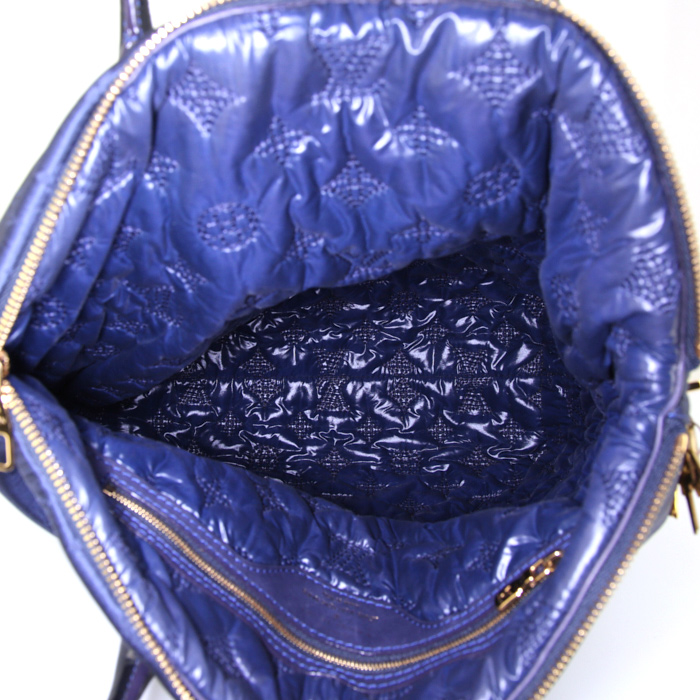Sac à main Louis Vuitton Lockit  en toile monogram bleu-foncé et cuir verni bleu - Detail D2