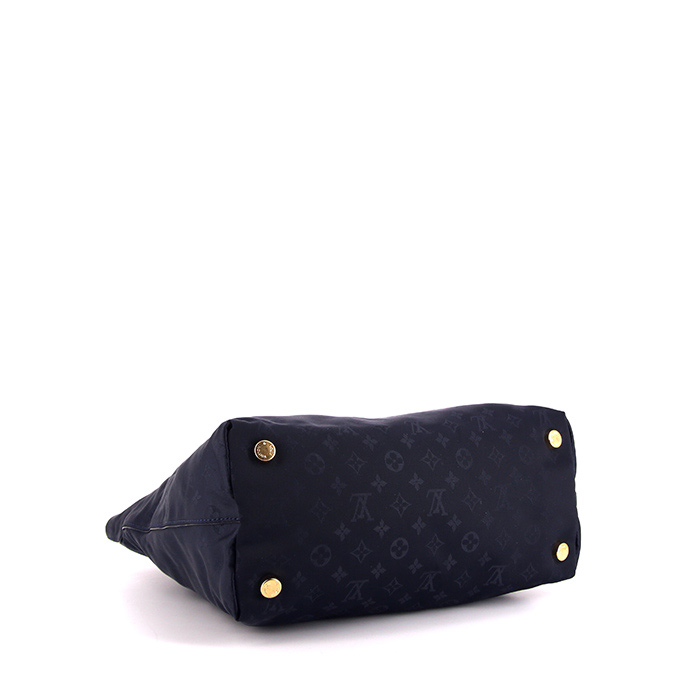 Sac à main Louis Vuitton Lockit  en toile monogram bleu-foncé et cuir verni bleu - Detail D4