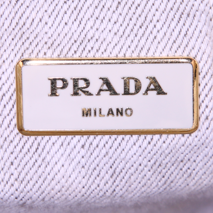 Borsa Prada Jacquard in tela siglata beige - Detail D3