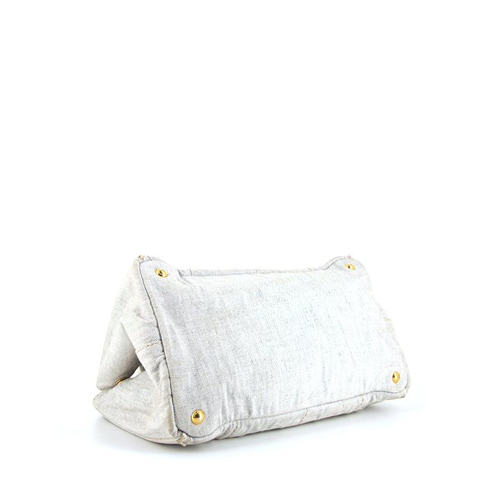 Prada Jacquard handbag in beige logo canvas - Detail D4