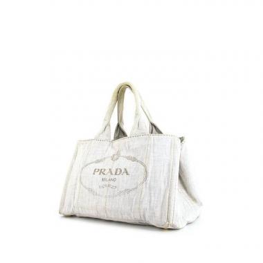 Prada Jacquard handbag in beige logo canvas