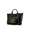 Sac cabas Chanel Deauville en cuir grainé noir - 00pp thumbnail