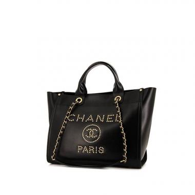 Chanel Deauville shopping bag in black grained leather
