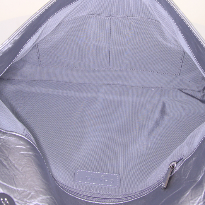Borsa Chanel modello grande in pelle trapuntata argentata - Detail D2