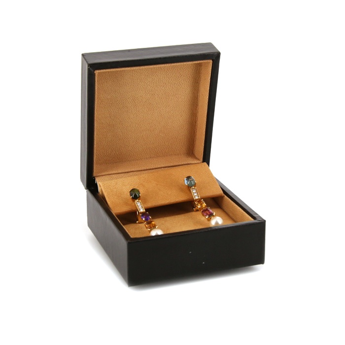 Articulated Bulgari Allegra pendants earrings in yellow gold,  diamonds and colored stones - Detail D2