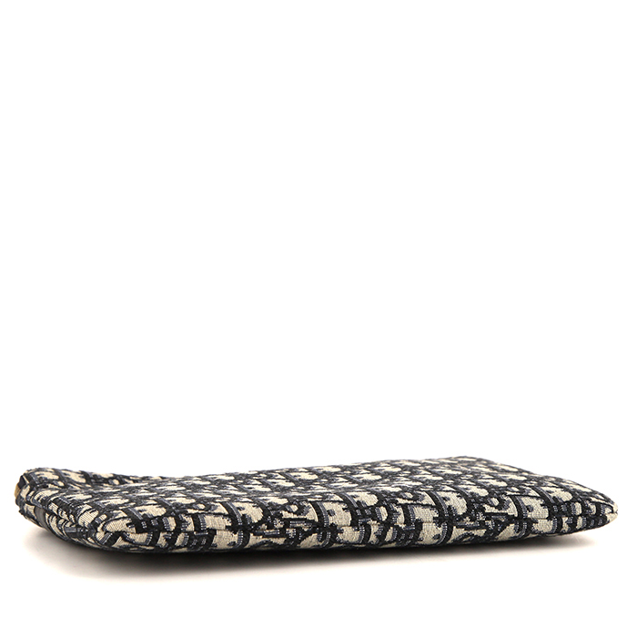 Pochette Dior in tela monogram blu e pelle blu - Detail D4