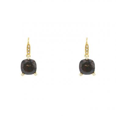 Poiray Fille Antique earrings in yellow gold,  smoked quartz and diamonds Poiray Fille Antique earrings in yellow gold,  smoked quartz and diamonds