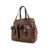 Shopping bag Louis Vuitton Uzès in tela cerata con motivo a scacchi ebano e pelle marrone - 00pp thumbnail