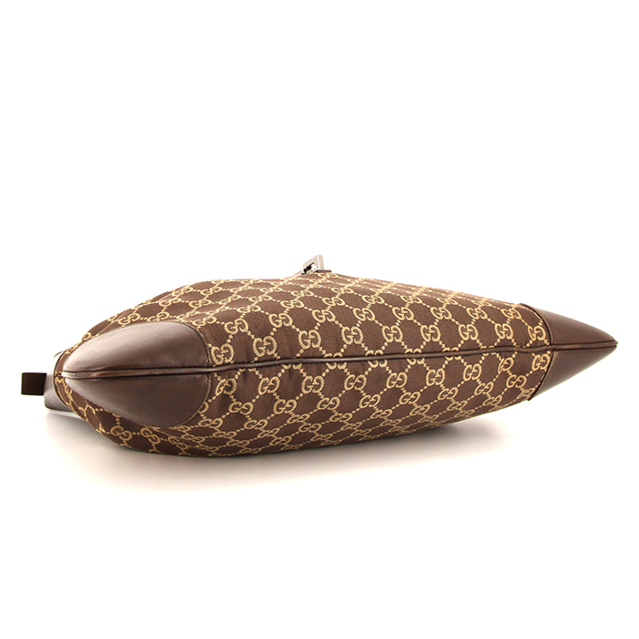 Sac à main Gucci Jackie en toile monogram marron et beige et cuir marron - Detail D4