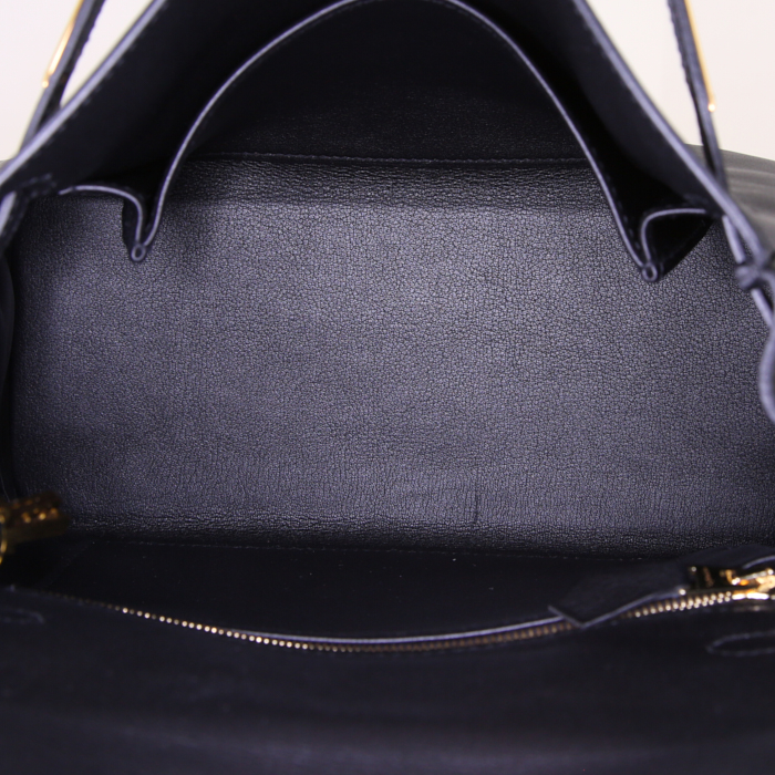 Bolso de mano Hermes Kelly 25 cm en cuero swift negro - Detail D3