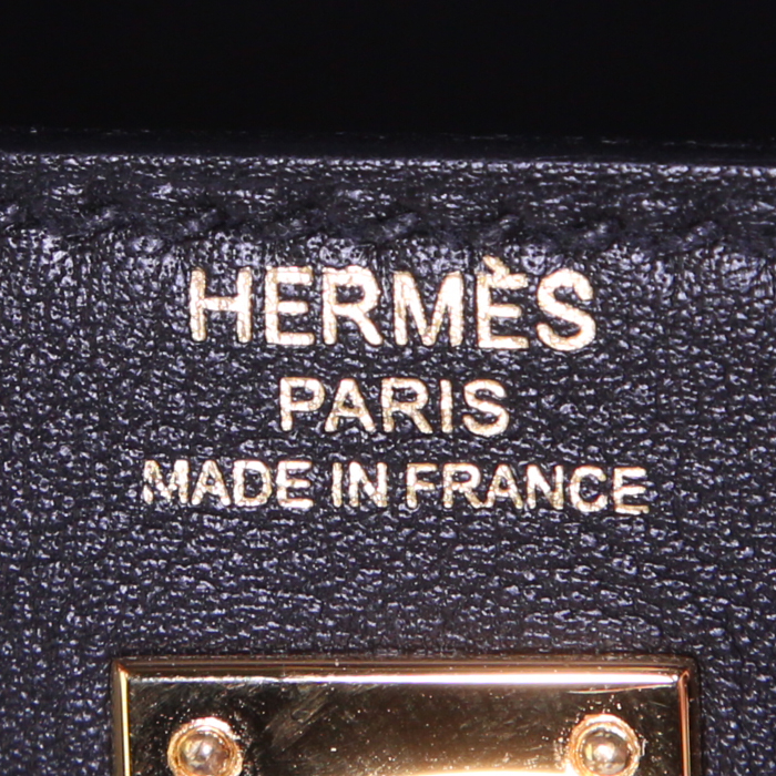 Bolso de mano Hermes Kelly 25 cm en cuero swift negro - Detail D4