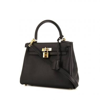 Hermes Kelly 25 cm handbag in black Swift leather