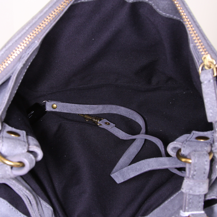 Bolso bandolera Jerome Dreyfuss Igor en ante gris - Detail D2