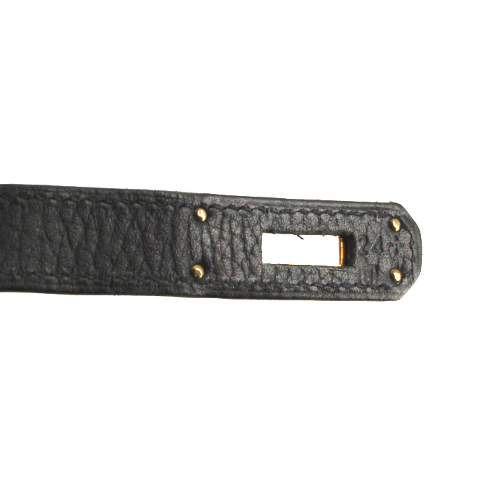 Borsa Hermes Birkin 35 cm in pelle Fjord nera - Detail D5
