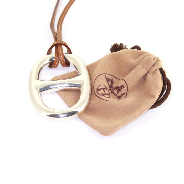 Colgante Hermes Chaine d'Ancre talla XL en metal plateado - Detail D2