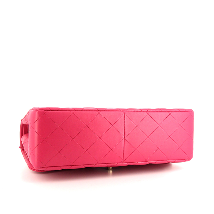 Chanel Timeless jumbo shoulder bag in pink quilted leather - Detail D5