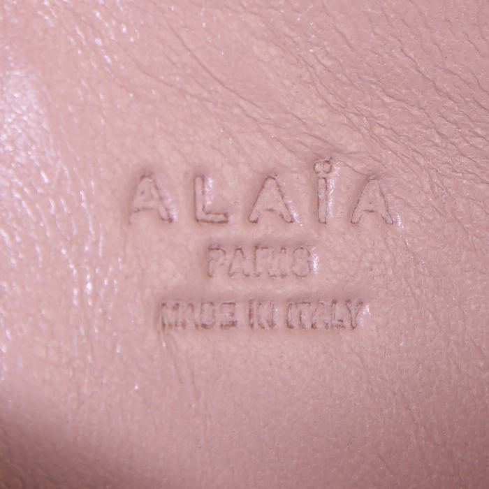 Alaïa Mina shopping bag in pink leather - Detail D3