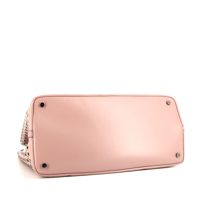 Alaïa Mina shopping bag in pink leather - Detail D4