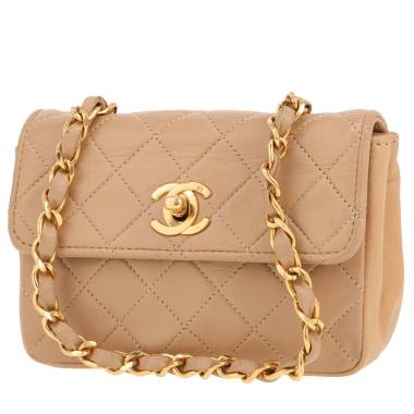 Borsa a tracolla Chanel Timeless Mini in pelle trapuntata beige