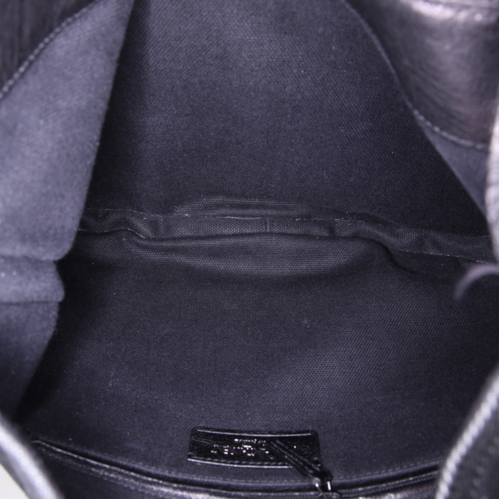 Yves Saint Laurent Mombasa handbag in anthracite grey denim canvas - Detail D2
