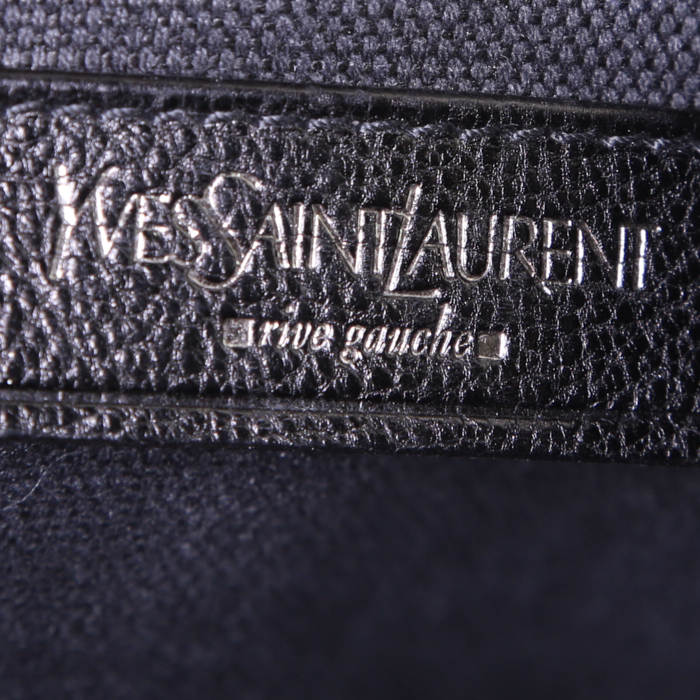 Yves Saint Laurent Mombasa handbag in anthracite grey denim canvas - Detail D3
