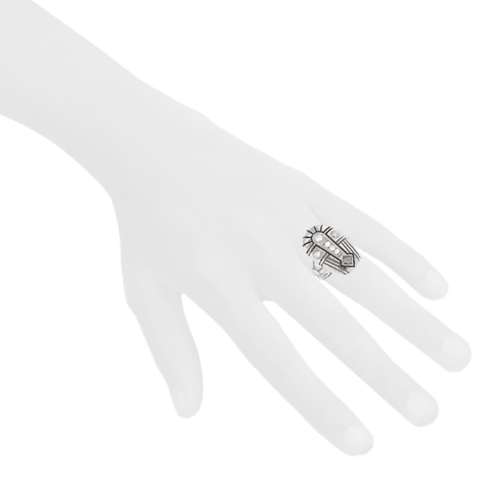 De Beers Talisman Oyakuli ring in white gold, diamonds and rough diamond - Detail D1