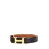 Hermès Ceinture H belt in black box leather and gold epsom leather - 00pp thumbnail