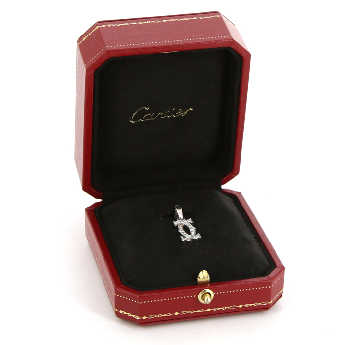 Pendentif Cartier C de Cartier en or blanc et diamants - Detail D2