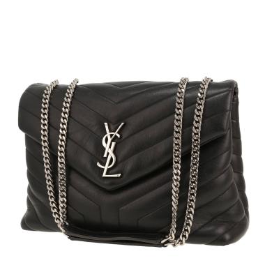 Saint Laurent  Loulou medium model  shoulder bag  in black chevron quilted leather