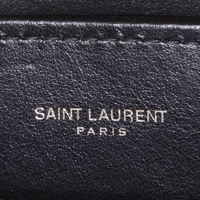 Sac bandoulière Saint Laurent Loulou moyen modèle en cuir matelassé chevrons noir - Detail D4