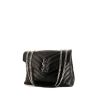Bolso bandolera Saint Laurent Loulou modelo mediano en cuero acolchado con motivos de espigas negro - 00pp thumbnail