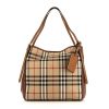 Burberry Canterbury small model shopping bag in beige, black, red and white Haymarket canvas and brown leather - 360 thumbnail