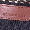 Burberry Canterbury small model shopping bag in beige, black, red and white Haymarket canvas and brown leather - Detail D3 thumbnail