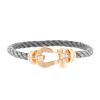 Fred Force 10 large model bracelet in pink gold,  stainless steel and diamonds - Detail D1 thumbnail