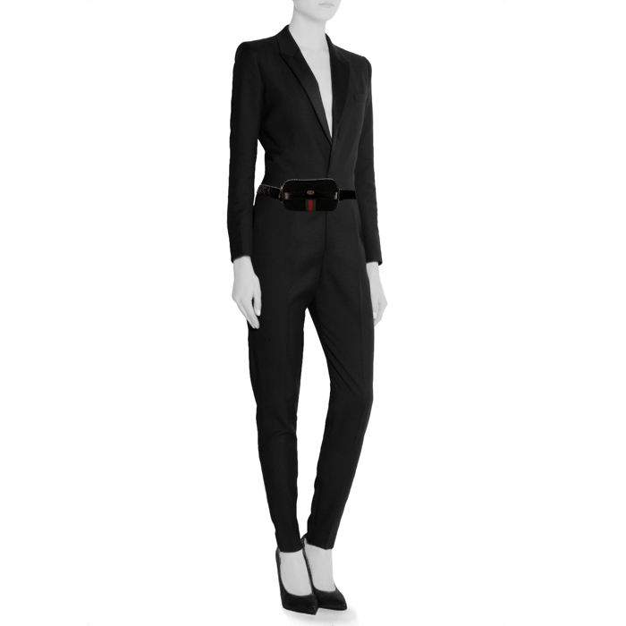 Gucci Ophidia clutch-belt in black suede and black patent leather - Detail D1