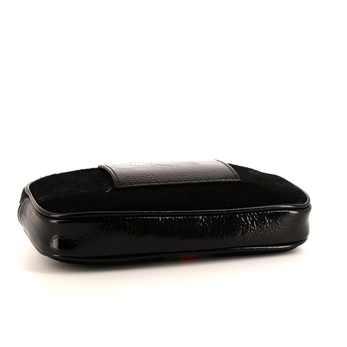 Gucci Ophidia clutch-belt in black suede and black patent leather - Detail D4