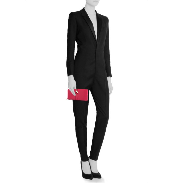 Saint Laurent Chyc wallet in pink leather - Detail D1