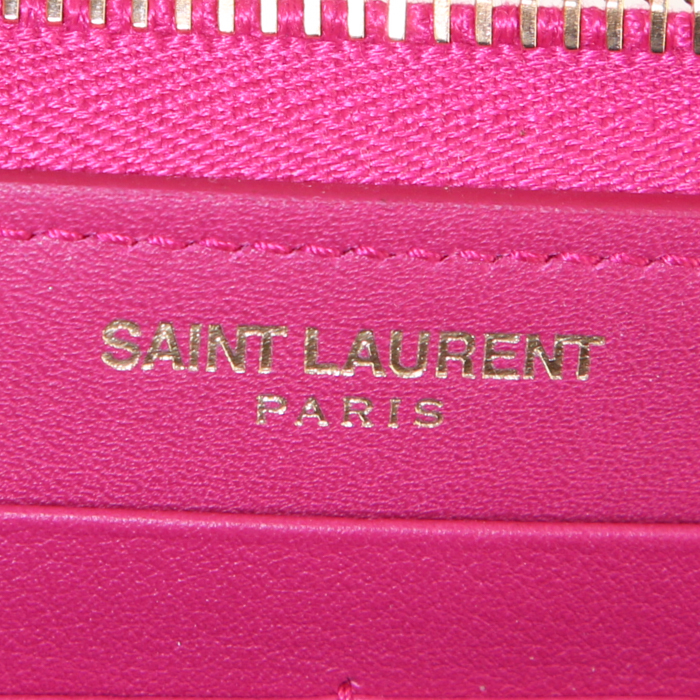 Portefeuille Saint Laurent Chyc en cuir rose - Detail D3