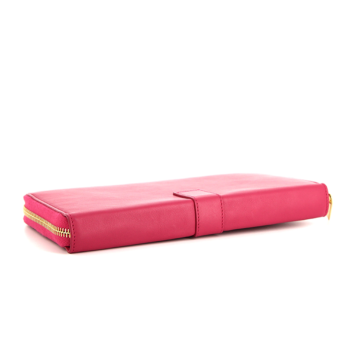Saint Laurent Chyc wallet in pink leather - Detail D4