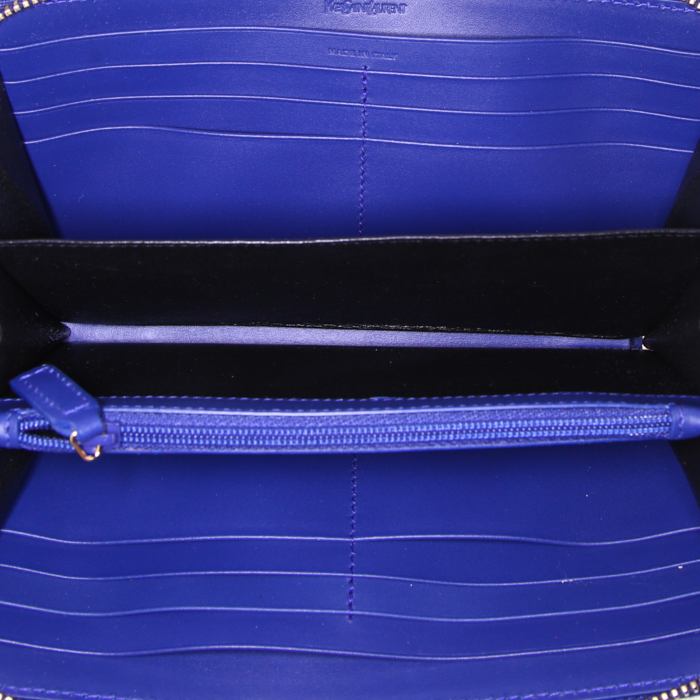 Portefeuille Saint Laurent Belle de Jour en cuir verni bleu - Detail D2