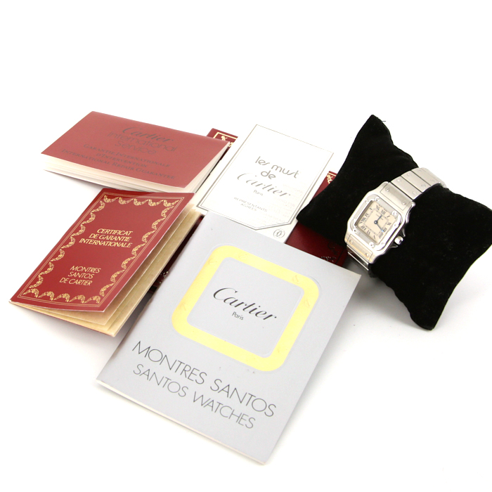 Cartier Santos watch in stainless steel Ref:  9057930 Circa  1991 - Detail D2