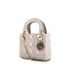 Dior Mini Lady Dior shoulder bag in silver leather cannage - 00pp thumbnail