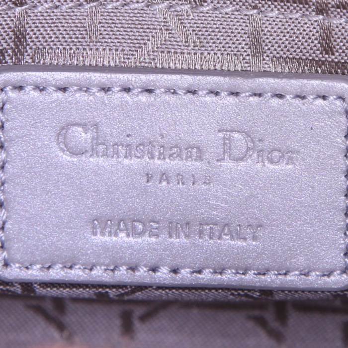 Dior Mini Lady Dior shoulder bag in silver leather cannage - Detail D4