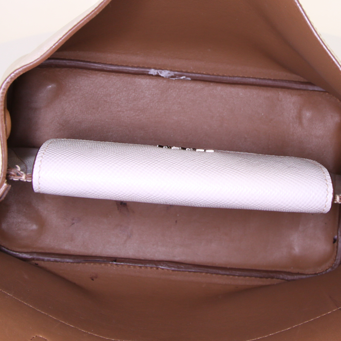 Prada shoulder bag in beige leather saffiano - Detail D3