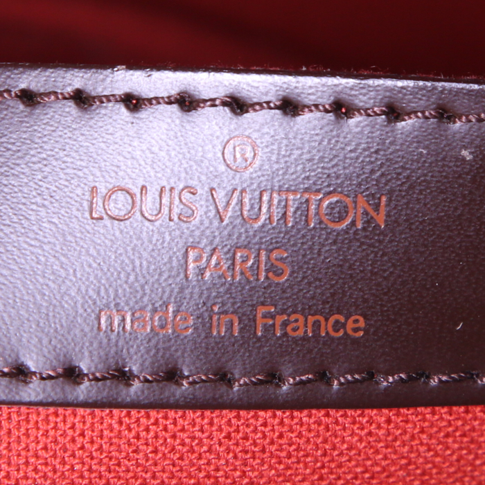 Sac bandoulière Louis Vuitton Naviglio en toile damier enduite marron et cuir marron - Detail D3